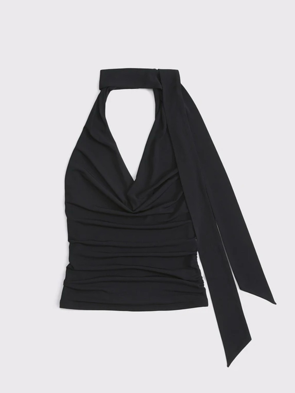Abercrombie & Fitch Black Halter Backless Cowl Tie Top